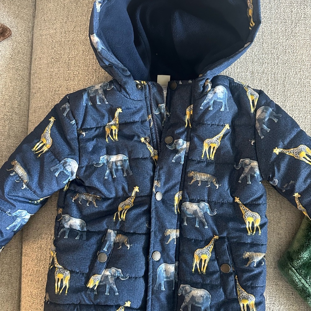 Little Me Blue Safari Puffer Jacket